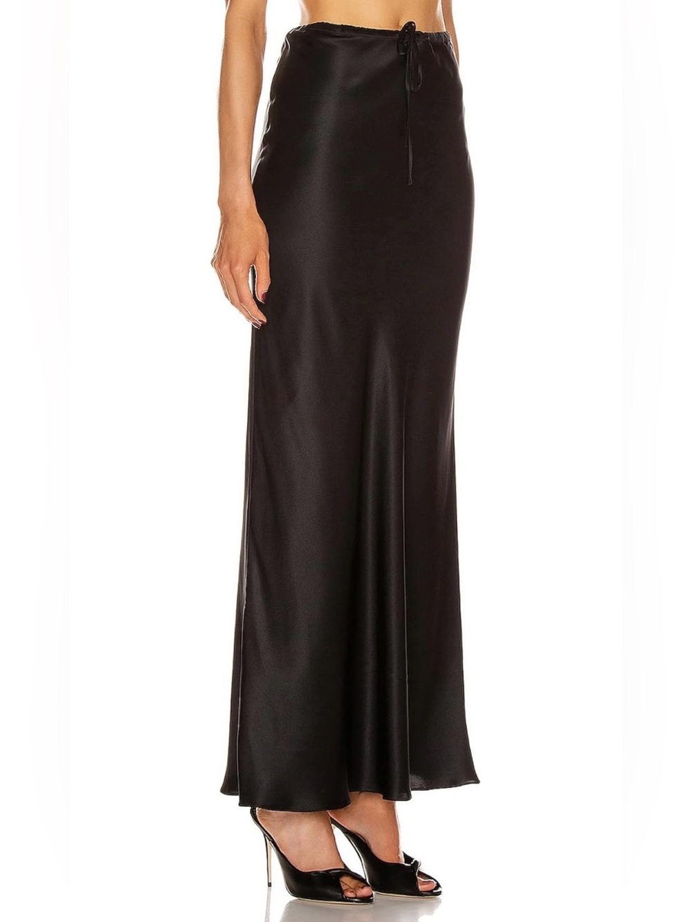Sleek Black Satin Maxi Skirt